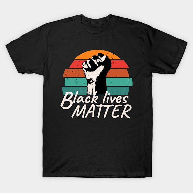 Black Lives Matter Retro Sunset T-Shirt by Soul B Designs